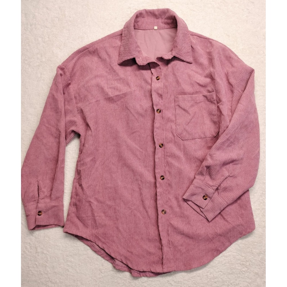 Small women's corduroy shirt button down dusty rose pink outdoor work farm life